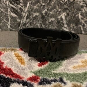 AMIRI Black Leather Logo Belt